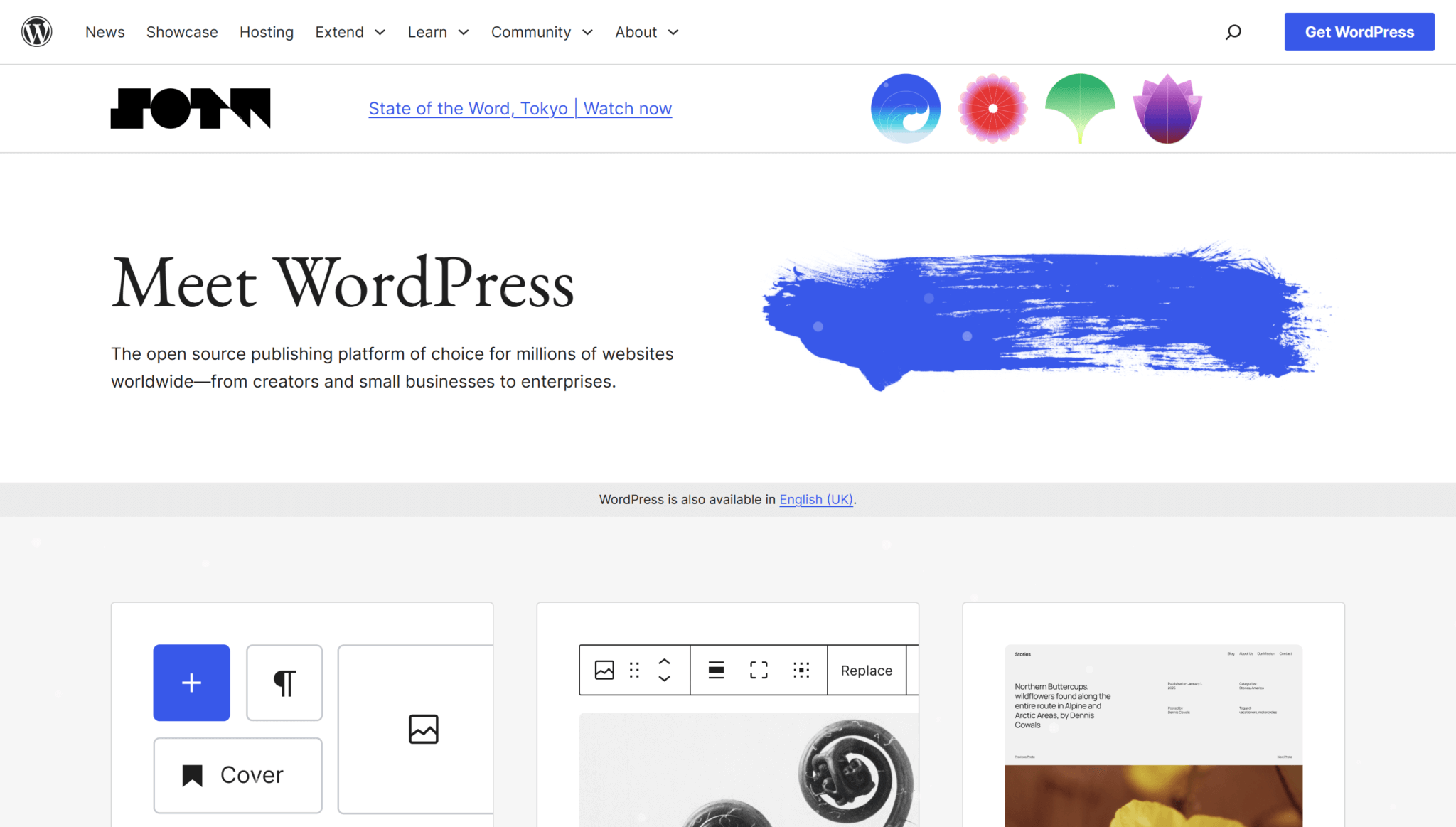 WordPress .org homepage screenshot